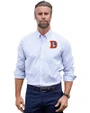 Denver Broncos Historic Cutter & Buck Stretch Oxford Stripe Mens Big and Tall Long Sleeve Dress Shirt French Blue Front