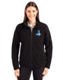 Detroit Lions Historic Cutter & Buck Cascade Epic Comfort Recycled Sherpa Fleece Womens Full Zip Jacket Black Front
