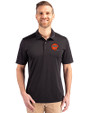 Cincinnati Bengals Historic Cutter & Buck Prospect Eco Textured Stretch Recycled Mens Big & Tall Polo Black Front