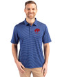 Buffalo Bills Historic Cutter & Buck Forge Pencil Stripe Stretch Mens Polo Tour Blue Front