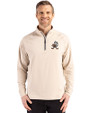 Cleveland Browns Historic Cutter & Buck Adapt Eco Knit Stretch Recycled Mens Quarter Zip Pullover Wheat Front