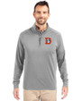 Denver Broncos Historic Cutter & Buck Adapt Eco Knit Stretch Recycled Mens Quarter Zip Pullover Polished Medium Gray Front