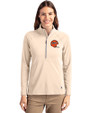 Cincinnati Bengals Historic Cutter & Buck Adapt Eco Knit Stretch Recycled Womens Half Zip Pullover Wheat Front