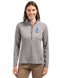 Detroit Lions Historic Cutter & Buck Adapt Recycled Soft Knit Stretch Womens Half Zip Pullover Polished Medium Gray Front
