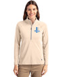 Detroit Lions Historic Cutter & Buck Adapt Recycled Soft Knit Stretch Womens Half Zip Pullover Wheat Front