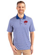 Buffalo Bills Historic Cutter & Buck Forge Tonal Stripe Stretch Mens Big and Tall Polo Tour Blue Front