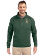 Green Bay Packers Historic Cutter & Buck Mainsail Sweater-Knit Mens Big and Tall Half Zip Pullover Jacket Hunter Heather Front