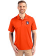 Denver Broncos Historic Cutter & Buck Prospect Eco Textured Stretch Recycled Mens Short Sleeve Polo College Orange Front