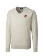 Buffalo Bills Historic Cutter & Buck Lakemont Tri-Blend Mens V-Neck Pullover Sweater Oatmeal Heather Mannequin