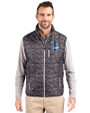 Detroit Lions Historic Cutter & Buck Rainier PrimaLoft® Mens Eco Insulated Full Zip Printed Puffer Vest Black Front