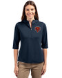 Chicago Bears Historic Cutter & Buck Virtue Eco Pique Recycled Half Zip Pullover Womens Hoodie Navy Blue Front
