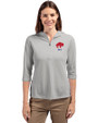 Buffalo Bills Historic Cutter & Buck Virtue Recycled Featherlight Pique Womens Half Zip Hooded Pullover Polished Medium Gray Front