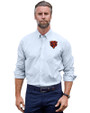 Chicago Bears Historic Cutter & Buck Stretch Oxford Stripe Mens Big and Tall Long Sleeve Dress Shirt Light Blue Front