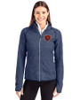 Chicago Bears Historic Cutter & Buck Mainsail Sweater-Knit Womens Full Zip Jacket Liberty Navy Heather Front