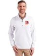 Denver Broncos Historic Cutter & Buck Traverse Recycled Smooth Stretch Mens Quarter Zip Pullover White Front