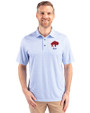 Buffalo Bills Historic Cutter & Buck Pike Double Dot Print Stretch Mens Polo Tour Blue Front