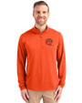 Cincinnati Bengals Historic Cutter & Buck Virtue Eco Pique Recycled Quarter Zip Mens Pullover College Orange Front