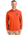 Denver Broncos Historic Cutter & Buck Virtue Eco Pique Recycled Quarter Zip Mens Pullover College Orange Front