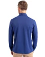 Denver Broncos Historic Cutter & Buck Virtue Eco Pique Recycled Quarter Zip Mens Pullover Tour Blue Back