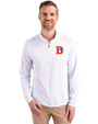 Denver Broncos Historic Cutter & Buck Virtue Recycled Featherlight Pique Mens Quarter Zip Pullover White Front