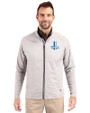 Detroit Lions Historic Cutter & Buck Adapt Recycled Soft Knit Stretch Mens Big & Tall Hybrid Full Zip Jacket Polished Medium Gray Front