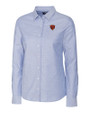 Chicago Bears Historic Cutter & Buck Stretch Oxford Womens Long Sleeve Dress Shirt Light Blue Mannequin