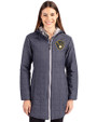 Milwaukee Brewers Cutter & Buck Rainier PrimaLoft®  Womens Eco Insulated Hooded Long Coat Anthracite Melange Front