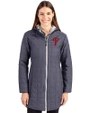 Philadelphia Phillies Cutter & Buck Rainier PrimaLoft®  Womens Eco Insulated Hooded Long Coat Anthracite Melange Front