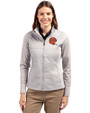 Cincinnati Bengals Historic Cutter & Buck Stealth Hybrid Quilted Womens Full Zip Windbreaker Jacket Polished Medium Gray Front