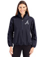 Atlanta Braves Cutter & Buck Charter Eco Recycled Womens Anorak Jacket Navy Blue Front