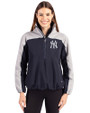New York Yankees Cutter & Buck Charter Eco Recycled Womens Anorak Jacket Navy Blue/Polished Front