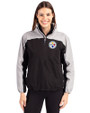 Pittsburgh Steelers Cutter & Buck Charter Eco Recycled Womens Anorak Jacket Black/Polished Front