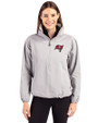 Tampa Bay Buccaneers Cutter & Buck Charter Eco Recycled Womens Anorak Jacket Polished Medium Gray Front
