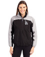 Los Angeles Dodgers Cutter & Buck Charter Eco Recycled Womens Anorak Jacket Black/Polished Front