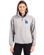 Los Angeles Dodgers Cutter & Buck Charter Eco Recycled Womens Anorak Jacket Polished Medium Gray Front