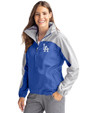 Los Angeles Dodgers Cutter & Buck Charter Eco Recycled Womens Anorak Jacket Tour Blue/Polished Front