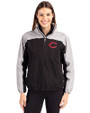 Cincinnati Reds Cutter & Buck Charter Eco Recycled Womens Anorak Jacket Black/Polished Front