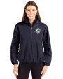 Miami Dolphins Cutter & Buck Charter Eco Recycled Womens Anorak Jacket Navy Blue Front