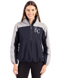 Kansas City Royals Cutter & Buck Charter Eco Recycled Womens Anorak Jacket Navy Blue/Polished Front