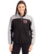 New York Giants Cutter & Buck Charter Recycled Packable Womens Half Zip Anorak Jacket Black/Polished Front