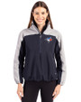Toronto Blue Jays Cutter & Buck Charter Recycled Packable Womens Half Zip Anorak Jacket Navy Blue/Polished Front