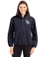 Tampa Bay Rays Cutter & Buck Charter Eco Recycled Womens Anorak Jacket Navy Blue Front
