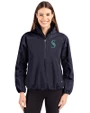 Seattle Mariners Cutter & Buck Charter Eco Recycled Womens Anorak Jacket Navy Blue Front