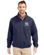 New York Yankees Cutter & Buck Charter Eco Knit Recycled Big & Tall Full-Zip Jacket Navy Blue Front
