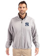 New York Yankees Cutter & Buck Charter Eco Knit Recycled Big & Tall Full-Zip Jacket Polished Medium Gray Front