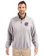 Chicago Cubs Cutter & Buck Charter Eco Knit Recycled Big & Tall Full-Zip Jacket Polished Medium Gray Front