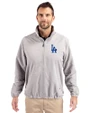 Los Angeles Dodgers Cutter & Buck Charter Eco Knit Recycled Big & Tall Full-Zip Jacket Polished Medium Gray Front