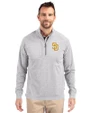 San Diego Padres Cutter & Buck Adapt Eco Knit Heather Mens Big & Tall Quarter Zip Pullover Polished Heather Front