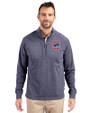Chicago Cubs Cutter & Buck Adapt Eco Knit Heather Mens Big & Tall Quarter Zip Pullover Navy Blue Heather Front