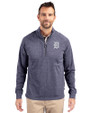 Detroit Tigers Cutter & Buck Adapt Eco Knit Heather Mens Big & Tall Quarter Zip Pullover Navy Blue Heather Front